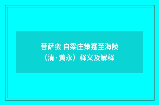 菩萨蛮 自梁庄策蹇至海陵（清·黄永）释义及解释