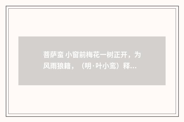 菩萨蛮 小窗前梅花一树正开，为风雨狼籍，（明·叶小鸾）释义及解释