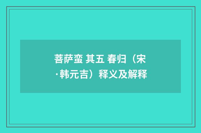 菩萨蛮 其五 春归（宋·韩元吉）释义及解释