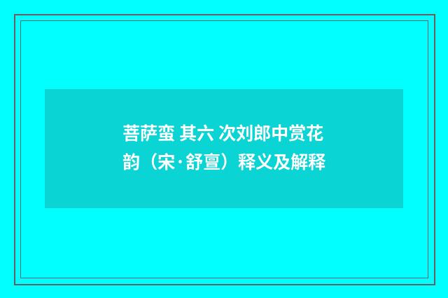 菩萨蛮 其六 次刘郎中赏花韵（宋·舒亶）释义及解释