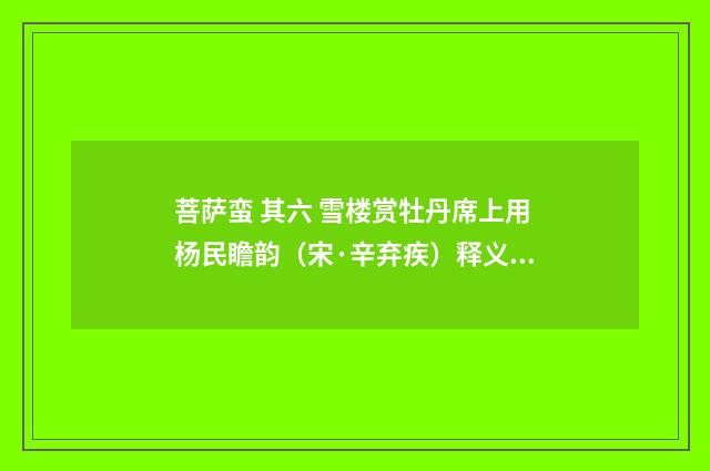 菩萨蛮 其六 雪楼赏牡丹席上用杨民瞻韵（宋·辛弃疾）释义及解释