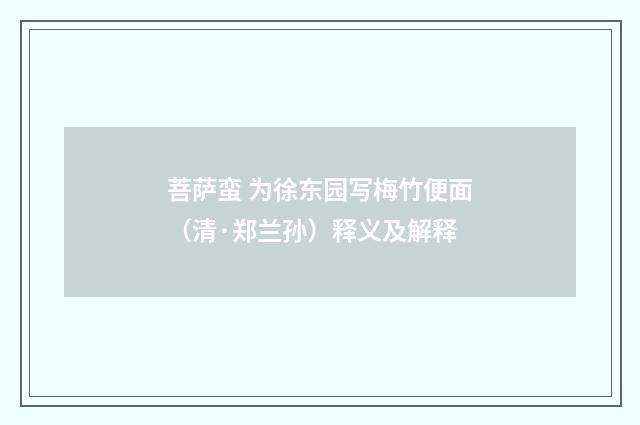 菩萨蛮 为徐东园写梅竹便面（清·郑兰孙）释义及解释