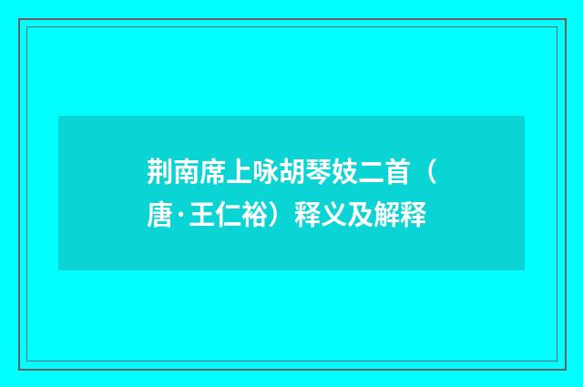 荆南席上咏胡琴妓二首（唐·王仁裕）释义及解释
