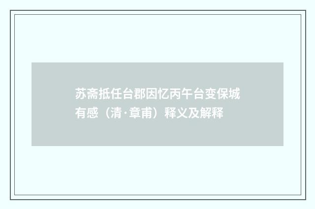 苏斋抵任台郡因忆丙午台变保城有感（清·章甫）释义及解释