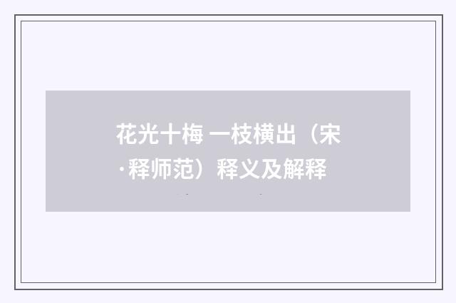 花光十梅 一枝横出（宋·释师范）释义及解释