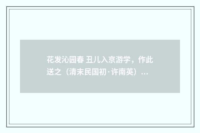 花发沁园春 丑儿入京游学，作此送之（清末民国初·许南英）释义及解释