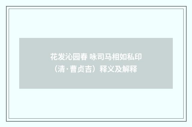 花发沁园春 咏司马相如私印（清·曹贞吉）释义及解释