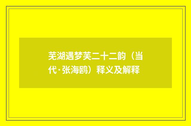 芜湖遇梦芙二十二韵（当代·张海鸥）释义及解释