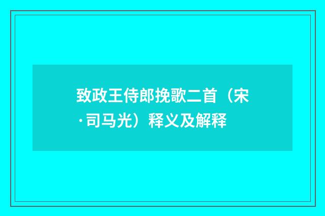致政王侍郎挽歌二首（宋·司马光）释义及解释