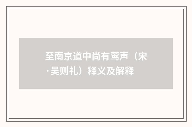 至南京道中尚有莺声（宋·吴则礼）释义及解释