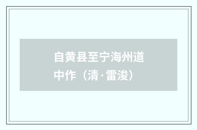 自黄县至宁海州道中作（清·雷浚）