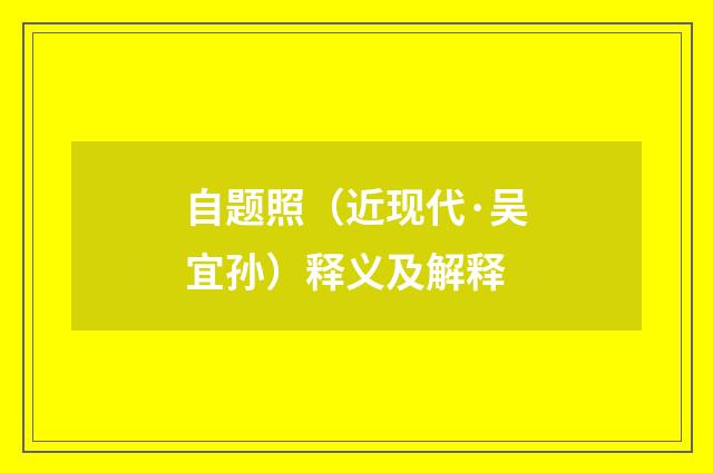 自题照（近现代·吴宜孙）释义及解释