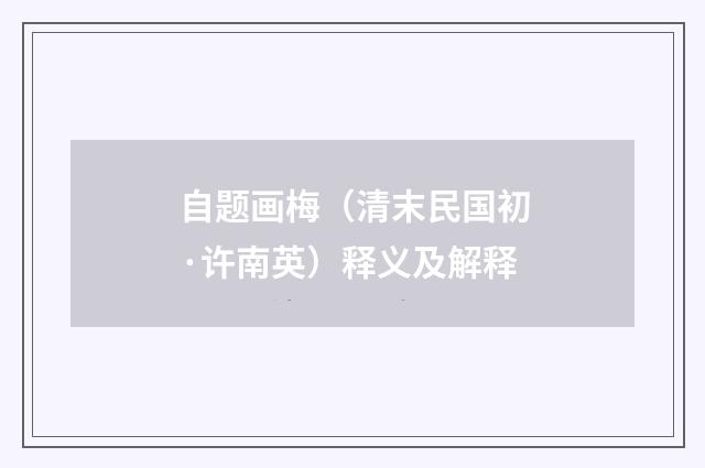 自题画梅（清末民国初·许南英）释义及解释