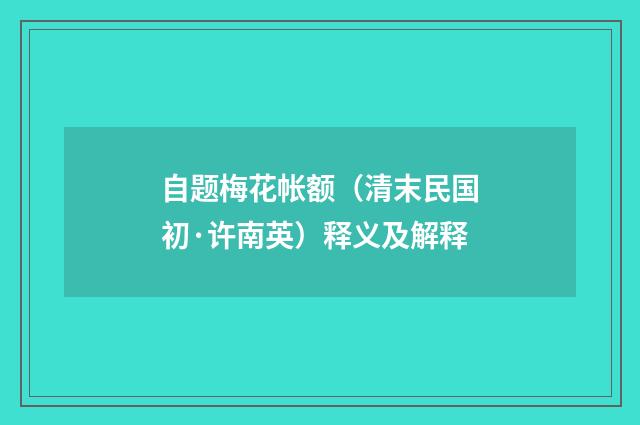 自题梅花帐额（清末民国初·许南英）释义及解释