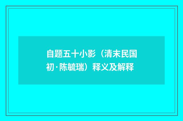 自题五十小影（清末民国初·陈毓瑞）释义及解释