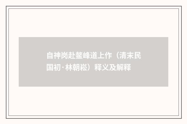 自神岗赴鳌峰道上作（清末民国初·林朝崧）释义及解释