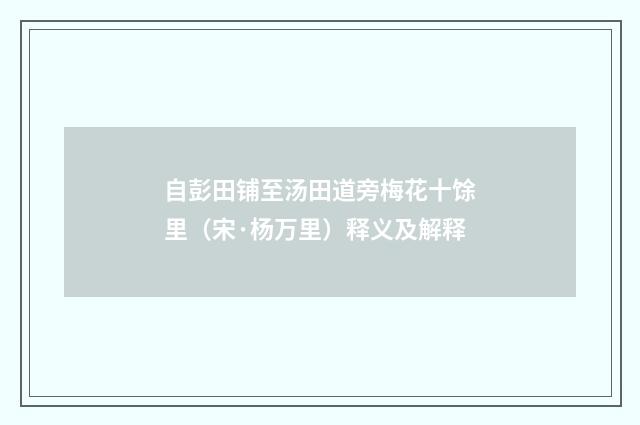 自彭田铺至汤田道旁梅花十馀里（宋·杨万里）释义及解释
