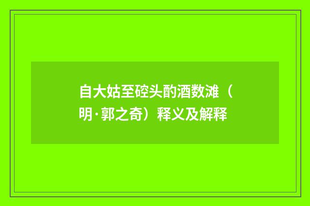 自大姑至硿头酌酒数滩（明·郭之奇）释义及解释