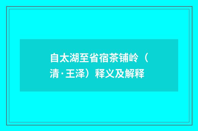 自太湖至省宿茶铺岭（清·王泽）释义及解释
