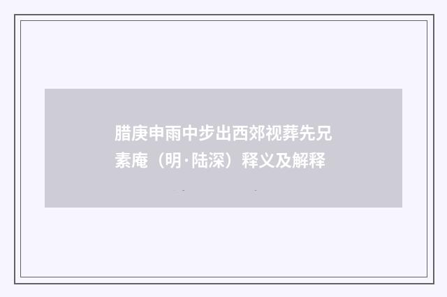 腊庚申雨中步出西郊视葬先兄素庵（明·陆深）释义及解释