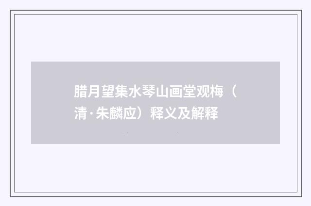 腊月望集水琴山画堂观梅（清·朱麟应）释义及解释