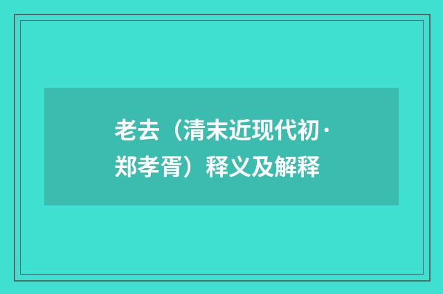 老去（清末近现代初·郑孝胥）释义及解释