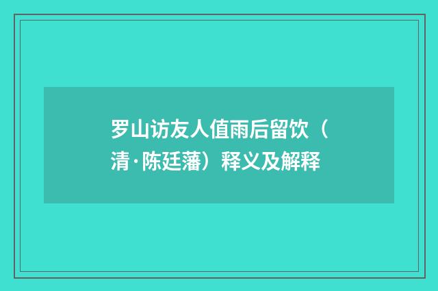 罗山访友人值雨后留饮（清·陈廷藩）释义及解释