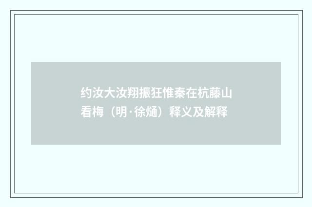 约汝大汝翔振狂惟秦在杭藤山看梅（明·徐熥）释义及解释
