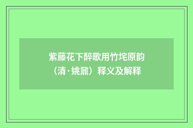 紫藤花下醉歌用竹垞原韵（清·姚鼐）释义及解释
