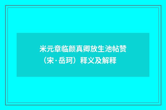 米元章临颜真卿放生池帖赞（宋·岳珂）释义及解释