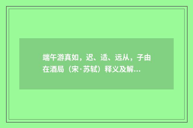 端午游真如，迟、适、远从，子由在酒局（宋·苏轼）释义及解释