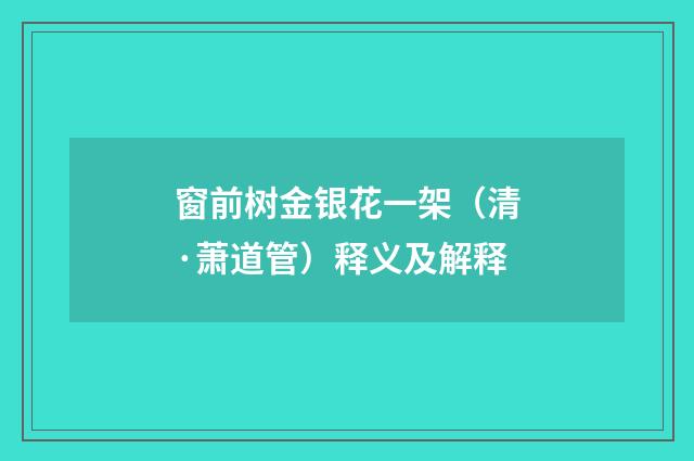 窗前树金银花一架（清·萧道管）释义及解释
