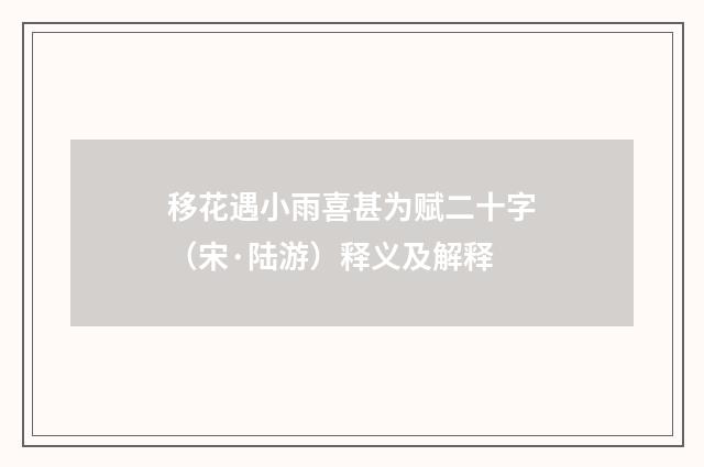 移花遇小雨喜甚为赋二十字（宋·陆游）释义及解释