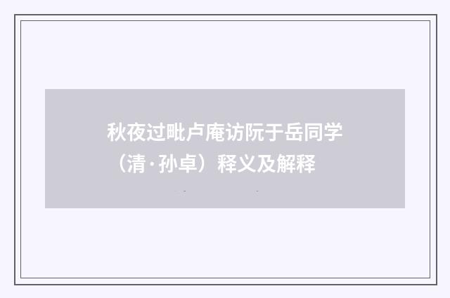 秋夜过毗卢庵访阮于岳同学（清·孙卓）释义及解释
