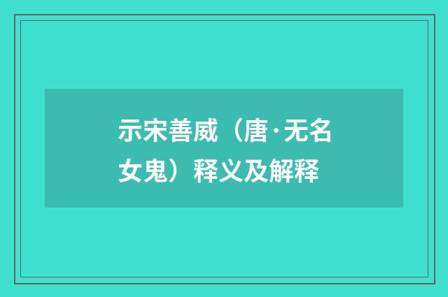 示宋善威（唐·无名女鬼）释义及解释