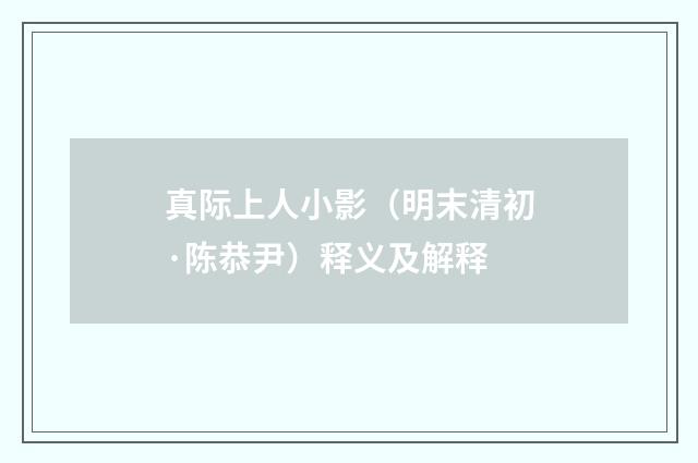 真际上人小影（明末清初·陈恭尹）释义及解释