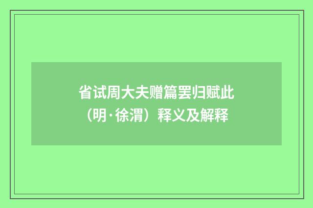 省试周大夫赠篇罢归赋此（明·徐渭）释义及解释