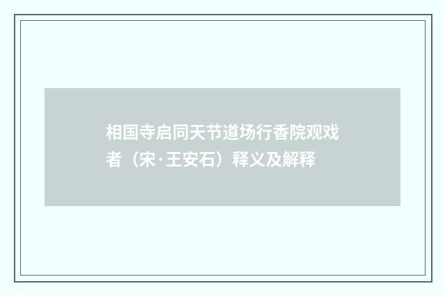 相国寺启同天节道场行香院观戏者（宋·王安石）释义及解释