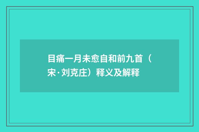 目痛一月未愈自和前九首（宋·刘克庄）释义及解释