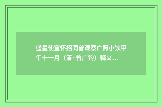 盛星使宣怀招同曾观察广照小饮甲午十一月（清·曾广钧）释义及解释