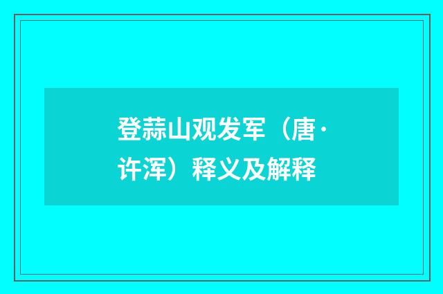 登蒜山观发军（唐·许浑）释义及解释