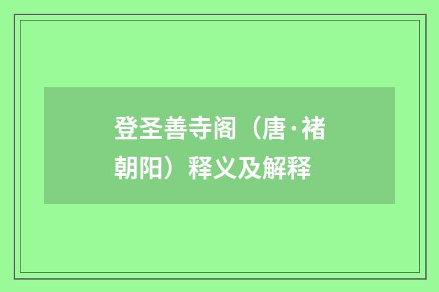 登圣善寺阁（唐·褚朝阳）释义及解释
