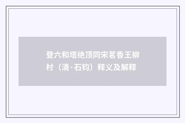 登六和塔绝顶同宋茗香王柳村（清·石钧）释义及解释