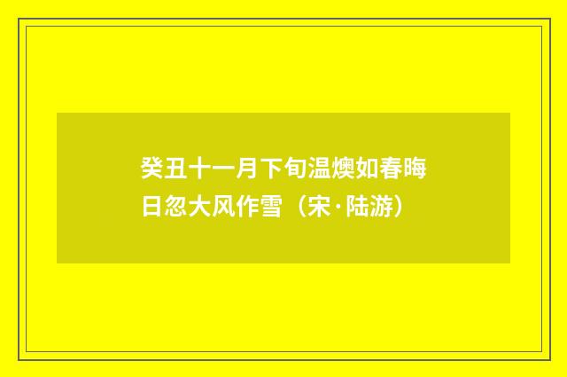 癸丑十一月下旬温燠如春晦日忽大风作雪（宋·陆游）释义及解释