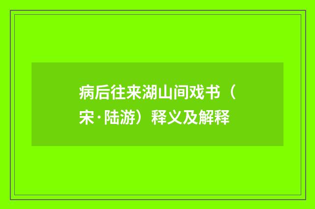 病后往来湖山间戏书（宋·陆游）释义及解释