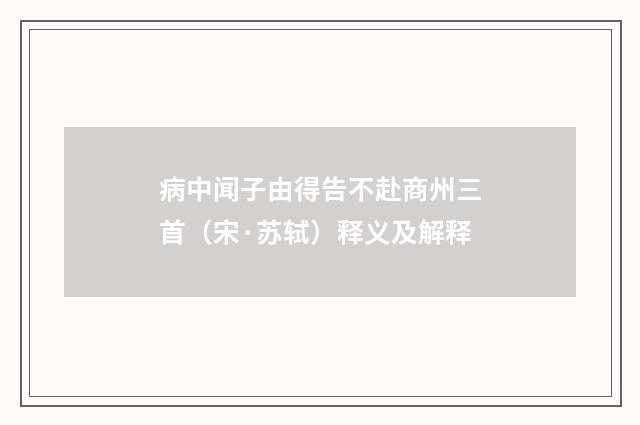 病中闻子由得告不赴商州三首（宋·苏轼）释义及解释
