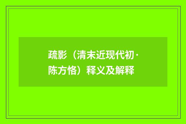 疏影（清末近现代初·陈方恪）释义及解释