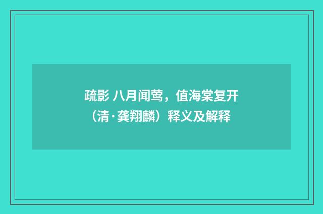 疏影 八月闻莺，值海棠复开（清·龚翔麟）释义及解释