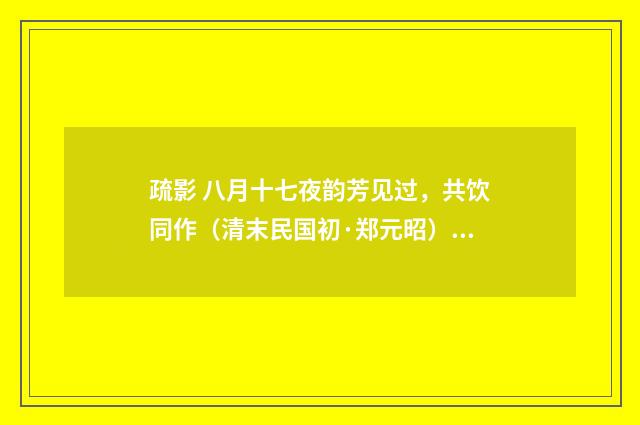 疏影 八月十七夜韵芳见过，共饮同作（清末民国初·郑元昭）释义及解释