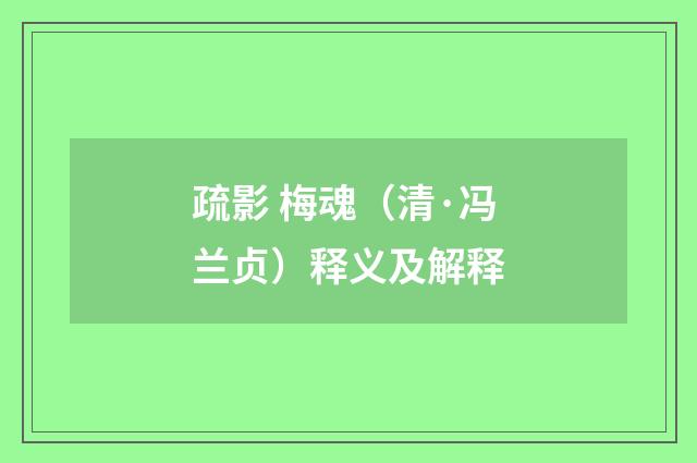 疏影 梅魂（清·冯兰贞）释义及解释